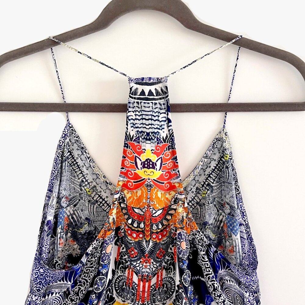 Camilla Shoestring Strap Embellished Silk Tank Top Size S - Picture 8 of 11